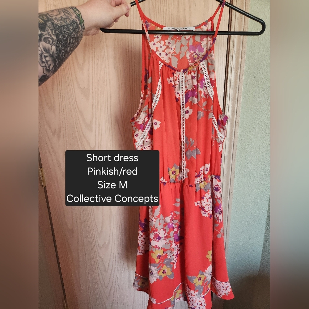 Collective Concepts Coral Floral Mini Dress